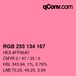 Color code: RGB 255 134 167 | qconv.com