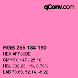 カラーコード: RGB 255 134 190 | qconv.com