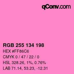 Color code: RGB 255 134 198 | qconv.com