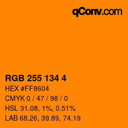 Color code: RGB 255 134 4 | qconv.com