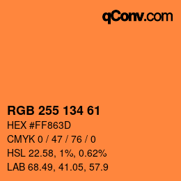 Color code: RGB 255 134 61 | qconv.com
