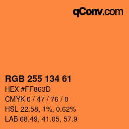 Color code: RGB 255 134 61 | qconv.com