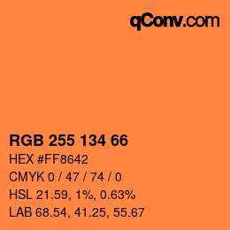 Color code: RGB 255 134 66 | qconv.com