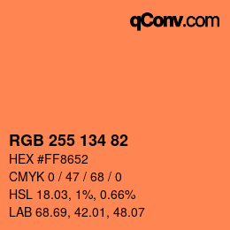 Color code: RGB 255 134 82 | qconv.com
