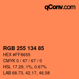 Color code: RGB 255 134 85 | qconv.com