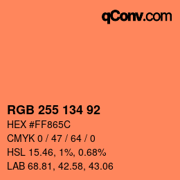 Color code: RGB 255 134 92 | qconv.com