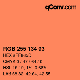 颜色代码: RGB 255 134 93 | qconv.com