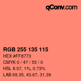 颜色代码: RGB 255 135 115 | qconv.com