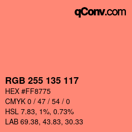 Color code: RGB 255 135 117 | qconv.com