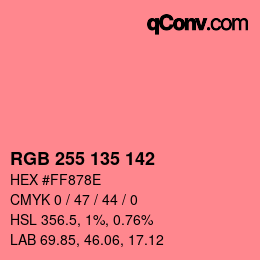 Color code: RGB 255 135 142 | qconv.com