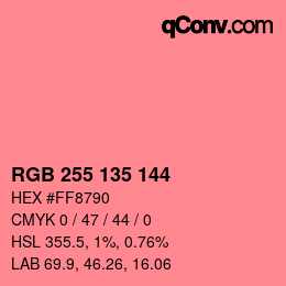 Color code: RGB 255 135 144 | qconv.com