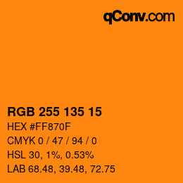 Color code: RGB 255 135 15 | qconv.com