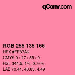 Color code: RGB 255 135 166 | qconv.com