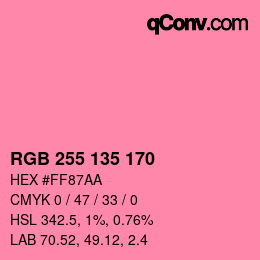 Color code: RGB 255 135 170 | qconv.com