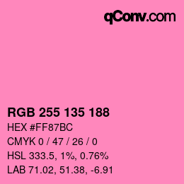Color code: RGB 255 135 188 | qconv.com