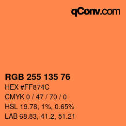 Color code: RGB 255 135 76 | qconv.com