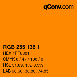 Color code: RGB 255 136 1 | qconv.com