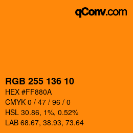 Color code: RGB 255 136 10 | qconv.com