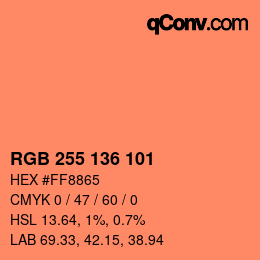 Color code: RGB 255 136 101 | qconv.com
