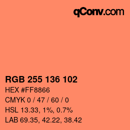 Color code: RGB 255 136 102 | qconv.com