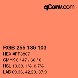 Color code: RGB 255 136 103 | qconv.com