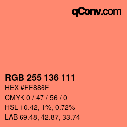 Color code: RGB 255 136 111 | qconv.com
