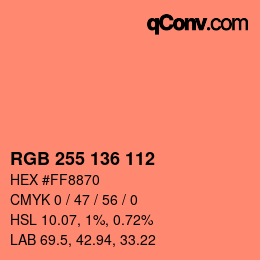 Color code: RGB 255 136 112 | qconv.com