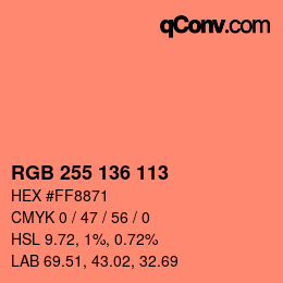 Color code: RGB 255 136 113 | qconv.com