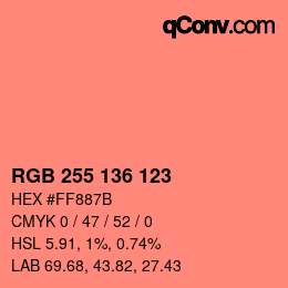 Color code: RGB 255 136 123 | qconv.com