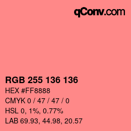 Color code: RGB 255 136 136 | qconv.com