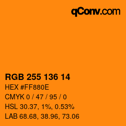 カラーコード: RGB 255 136 14 | qconv.com
