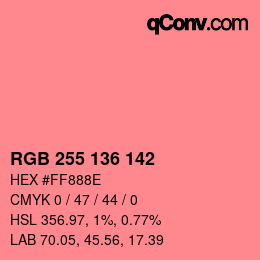 Color code: RGB 255 136 142 | qconv.com