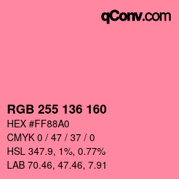 Color code: RGB 255 136 160 | qconv.com