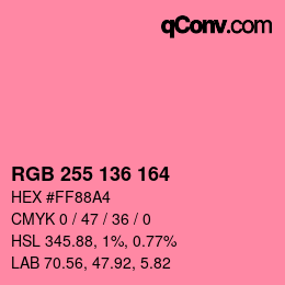 Color code: RGB 255 136 164 | qconv.com