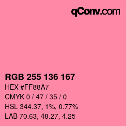 Color code: RGB 255 136 167 | qconv.com