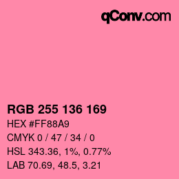 Color code: RGB 255 136 169 | qconv.com