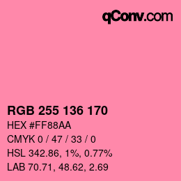 Color code: RGB 255 136 170 | qconv.com