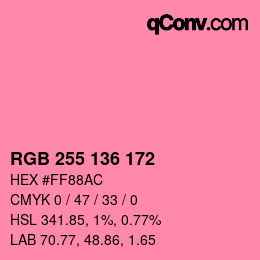 Color code: RGB 255 136 172 | qconv.com