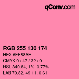 カラーコード: RGB 255 136 174 | qconv.com