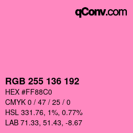 Color code: RGB 255 136 192 | qconv.com