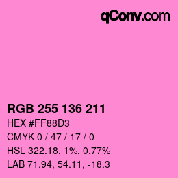 颜色代码: RGB 255 136 211 | qconv.com