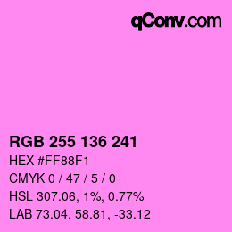 Color code: RGB 255 136 241 | qconv.com