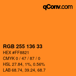 Color code: RGB 255 136 33 | qconv.com
