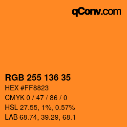 Color code: RGB 255 136 35 | qconv.com