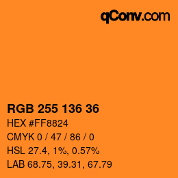 Color code: RGB 255 136 36 | qconv.com