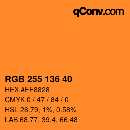 Color code: RGB 255 136 40 | qconv.com