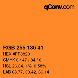 Color code: RGB 255 136 41 | qconv.com