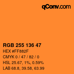 Color code: RGB 255 136 47 | qconv.com