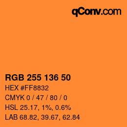 Color code: RGB 255 136 50 | qconv.com