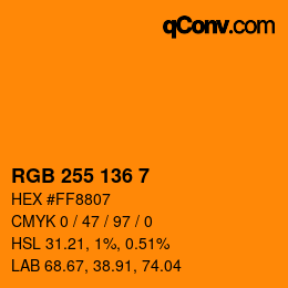 Color code: RGB 255 136 7 | qconv.com